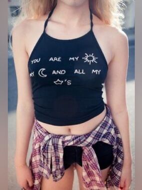 Black Halter Crop Top. “You are my Sun my Moon and all my Stars”